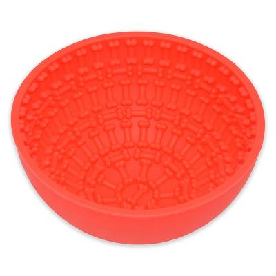 China Best Tumbler Stocked Design Silicone Dog Lick Bowl Slow Feeder Drinking Dog BPA Free Silicone Heat Resistant Bowl for sale