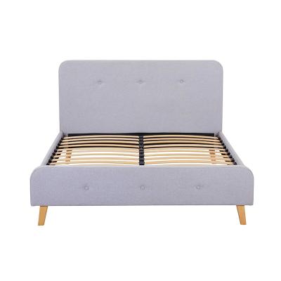 Chine Foldable Home Furniture Fabric Simple Designs Double Bed Queen Size Full Size Wood Frame Upholstered Platform Bed à vendre