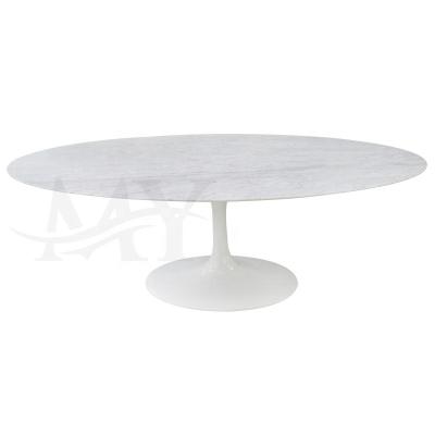 China Nordic Modern Tailor Aluminum Legs The Hotel Restaurant Is High Quality Italian Carrara White And White Marble Oval Dining Table for sale