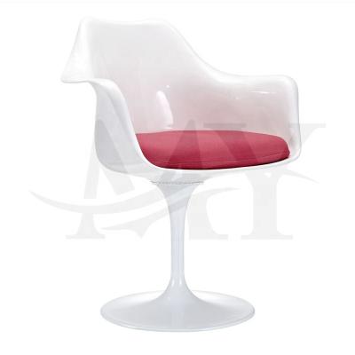 China Modular home furniture white metal tulip fiberglass shell comfortable seat dining chair for resturant and hotel for sale