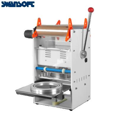 China SWANSOFT food plastic box sealing machine semi-automatic round trays, cup sealing machine tea sealing machine for sale