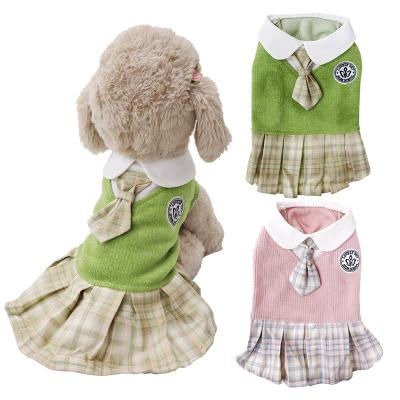 China Summer Autumn Winter Cat JK Stocked Skirt Dog Clothes Luxury Cute Small Dog Pet Dress For Pets for sale