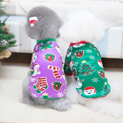 China Stocked Pet Shirt Apparel Sweet Holiday Christmas Vest Shirts Little Snowman Printed Puppy Clothes for sale