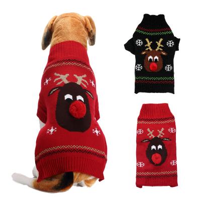 China Wholesale Autumn Winter Warm Pet Cat Stocked Sweater Clothes Christmas Dog Clothes for sale