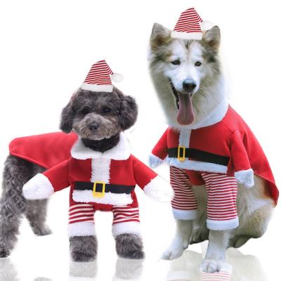 China Large Stocked Dog Christmas Costume Funny Clothes 7xl Holiday Outfit Santa Claus Costume Riding Pet Cat for sale