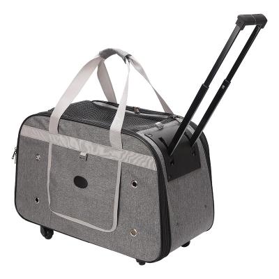 China Wholesale Detachable Large Size Airline Stocked OEM Approved Breathable Portable Cat Travel Trolley Pet Dog Carrier On Wheels for sale