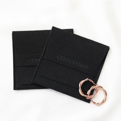 China Luxury Elegant Custom Logo Printed Microfiber Jewelry Bags Envelope Jewelry Pouches, Earrings Rings Gift Storage Packaging Bag for sale