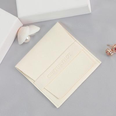 China Luxury Elegant Beige Beige 8*8cm Microfiber Envelope Jewelry Bags, Jewelry Packaging Bags, Jewelry Gift Bag With Logo for sale