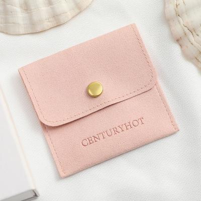 China Custom Logo Microfiber Jewelry Bags Package, Handmade Jewelry Packaging with Snap Button, Personalized Jewelry Bag for sale