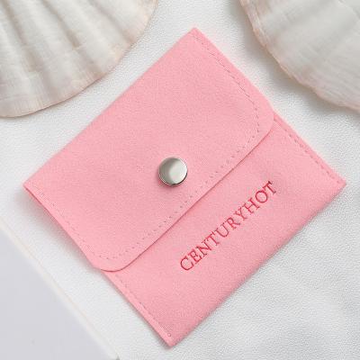 China Morden custom logo 8*8cm pink personalized jewelry bags, Deboss printing logo jewelry packaging pouch, jewelry packaging bag with logo for sale