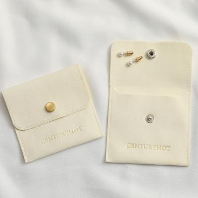 China Envelope Cream Jewelry Pouch Bags With Button, Personalized Gift Wrapping Bags With Custom Logo, Jewelry Bag With You Logo for sale