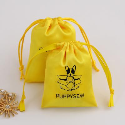 China Custom Morden Logo Printed Satin Drawstring Jewelry Pouch, Gift Packaging Bags Dust Bag With Logo for sale