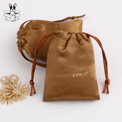 China Modern Luxury Custom Logo Printed Satin Jewelry Pouches, Personalized Drawstring Dust Bag Jewelry Pouches With Logo for sale