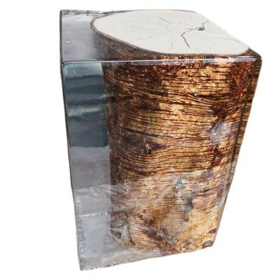 China Other unique modern luxury epoxy nightstand table clear crystal epoxy tree stub stool bed side table resin hotel room chair bar for sale