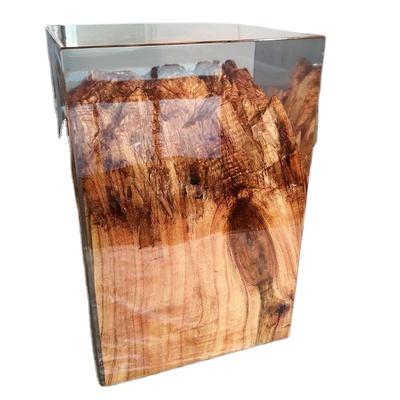 China Unique Modern Luxury Epoxy Nightstand Table Eco-Freindly Tree Stump Stool Resin Stool Resin Hotel Room Bar Crystal Clear Crystal Epoxy Table for sale