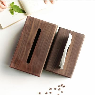 China 17.Black Minimalist Wooden Walnut Tissue Paper Box Lid Collection Holder Luxury Decorative Tableware Large For Bathroom, Bedroom, Office for sale