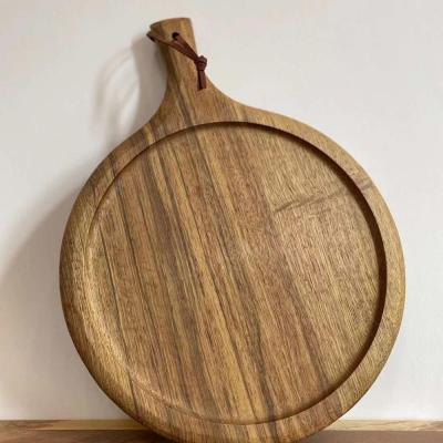 China Other Black Walnut Skin Wooden Cutting Board Serving Tray Round Shape Pizza Panel for sale