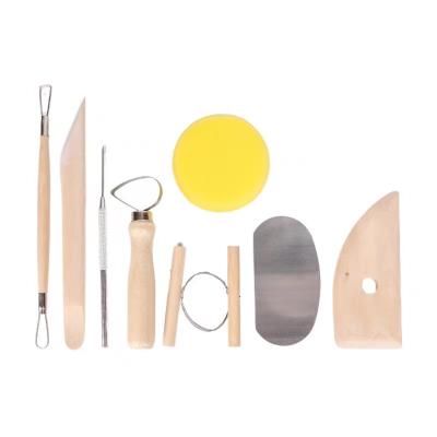 China Wood + Stainless Steel Multifunctional Clay Trimming Tools 8 Pieces Set Trimming Scraper Aluminum Rod Needle for sale