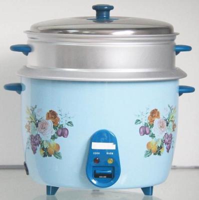 Chine 1,0 cuiseur de riz électrique bleu d'acier inoxydable de tambour du voyage de litre 400w avec le vapeur à vendre