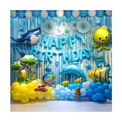 China Party Decoration Ocean Wholesale Animals Inflatable Burst Balloon Decoration Set Baby Boy Kids 1st Birthday Party Supplies for sale