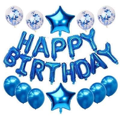 China Wholesale Blue Self-Sealing Happy Birthday Balloons Set Letter Foil Balloons and Latex Balloons for Birthday Party Decoration for sale