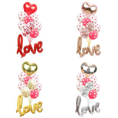 China Gift Toy Wholesale Valentine's Day Balloon Set Latex Confetti Love Red Heart Foil Balloon For Birthday Wedding Decoration for sale