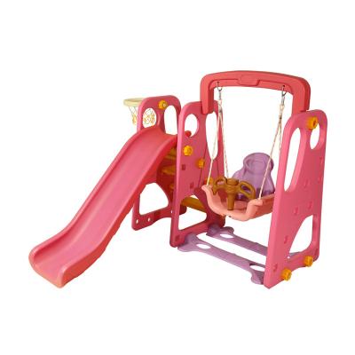 China Contemporary Colorful Plastic Kids Outdoor Patio Swing Swing Slide Children With Basketball Hoop for sale