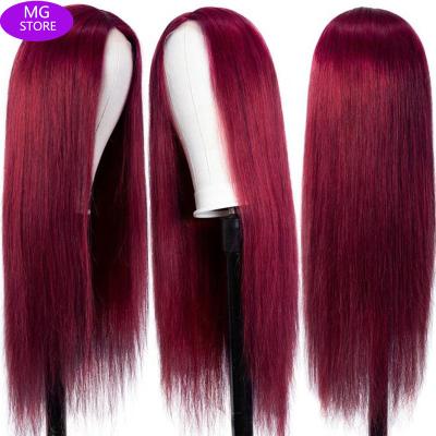 China Straight 2022 Hot Selling Women Peruvian Lace Front Wig 99j 13*4 Remy Human Hair Wigs 360 Full Lace Wigs for sale