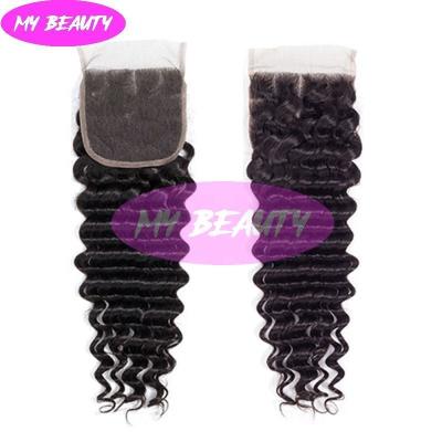 China Cuticle Aligned Hair Straight Deep Water Wave Body Wave Body Wave Hair Ear To Ear Thin Invisible Silk Lace Frontal Closure for sale