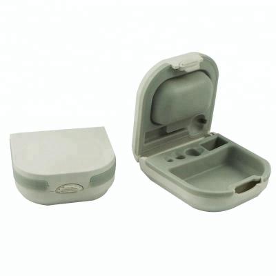 China White TPR(inner part)/ABS(outer part) hearing aid earphone case with battery container for sale