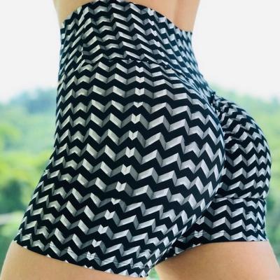 China Latest Design Breathable Sports Wear Gym Sports Tummy Control Print Women Workout Yoga Fitness High Waist Gym Cycling Shorts for sale