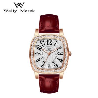 China Auto Date Logo Luxury Wholesale Ladies Wrist Custom Fashion Stainless Steel Square Luxury Gift Quartz Leather Women Watches for sale