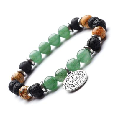 China Lead Free White Agate Lava Green Aventurine Beads OM Bracelets Lotus Pendant Natural Gemstone Beads Howlite India for sale