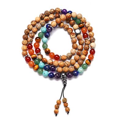 China Lead Free 7 Chakra Mala Prayer Rosary Beads 108 Meditation Healing Bracelet Multilayer Necklace for sale