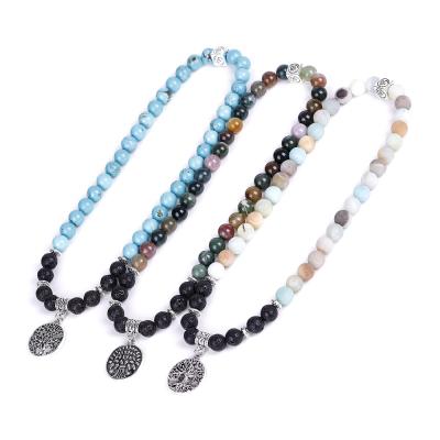 China Lead Free Yoga Tree Of Life Charm Bracelet Bestone Wrap Bracelet Necklace Natural Stone Bracelet Prayer Jewelry Necklace for sale