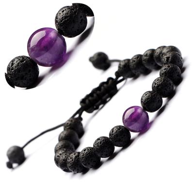 China Lead Free Healing Chakras Bead with Black Lava Rock Stone Scented Essential Oil Diffuser Bracelet for sale