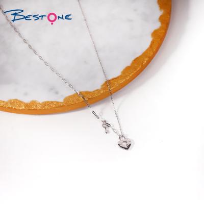 China 925 Sterling Silver Necklace Hammered Stria 18k TRENDY heart pendant gold plated necklace for sale