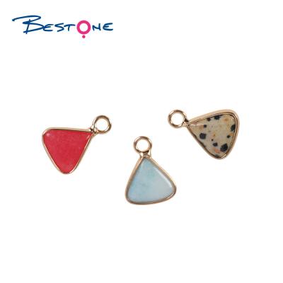 China E-Co Fashion Friendly Jewelry Multicolor Bestone Stones Natural Birthday Stone Triangle Shape Pendant Charm For Bracelet for sale