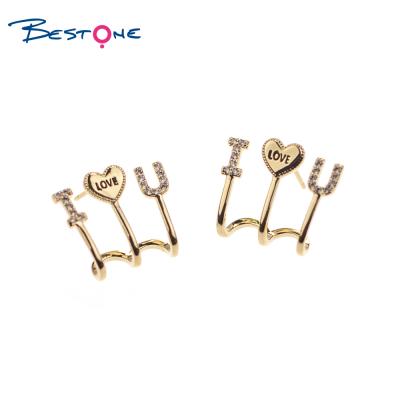 China Bestone Fashion TRENDY LOVE Earrings High Quality 14K Gold Stud Earrings for sale