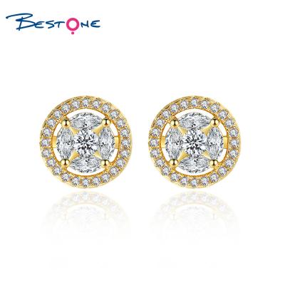 China FASHIONABLE Hot Sales 3A Bestone Grade Zircon Brass Stud Earrings for sale