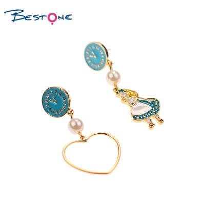 China BESTONE TRENDY 2022 fashion style ab gold heart earrings and smile girl circle earrings for sale