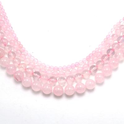 China 2020 Hot Selling Natural Stone Crystal 4mm 6mm 8mm 10mm Rose Quartz Gemstone Loose Round Bead For DIY Jewelry Making for sale