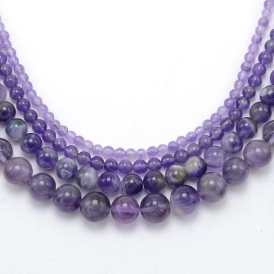 China High Quality Natural Jewelry Crystal Hot Sell 4/6/8/10mm Round Amethyst Natural Stone Beads For DIY Jewelry Making for sale