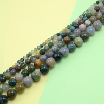 China Stone Jewelry Making Supplier 4/6/8/10mm Indian Agate Round Natural Stone Beads For DIY Jewelry Making for sale