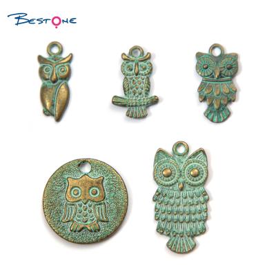 China E-Co Friendly Wholesale Designer Custom Vintage Metal Owl Charms for Bracelets for sale