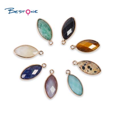 China E-Co Fashion Friendly Jewelry Bestone Stones Multicolor Natural Stone Marquise Horse Eye Shape Pendant Charm For Bracelet Making for sale