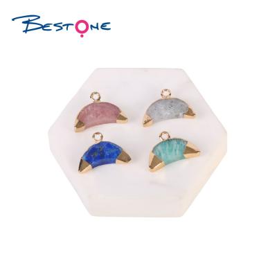 China E-Co Friendly Fashion Jewelry Ox Bestone Multicolor Natural Stone Horn Shape Pendant Charm For Bracelet for sale