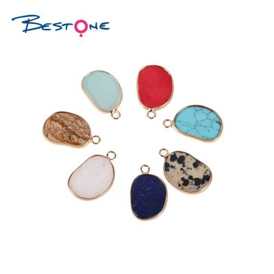 China E-Co Fashion Friendly Jewelry Multicolor Natural Semi Precious Stone Pea Shape Pendant Charm Bestone for Bracelet Jewelry Making for sale