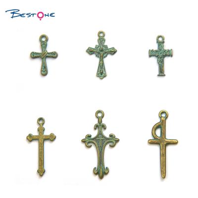 China Cute Wholesale Multicolor Antique Charm Silver Cross Pendant For Jewelry Making for sale