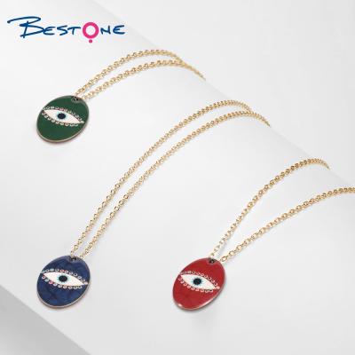 China Fashion E-Co Friendly Jewelry Bestone Enmeal Zinc Alloy Oval Evil Eye Charms for sale